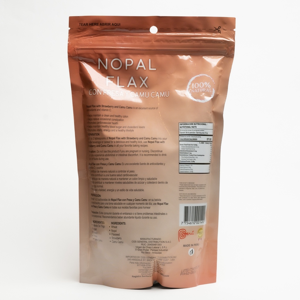 Nopal Flax con Fresa y Camu Camu