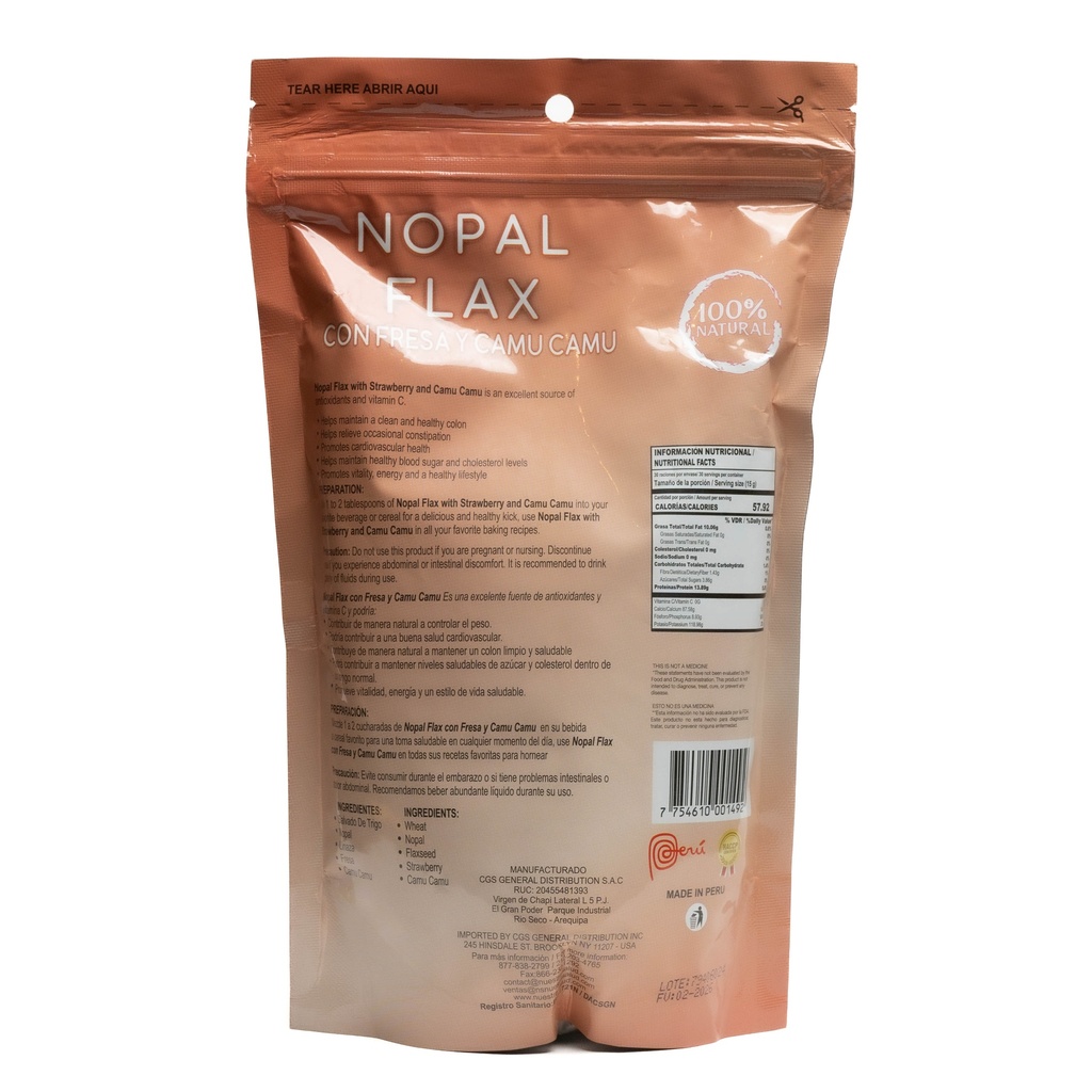 Nopal Flax con Fresa y Camu Camu